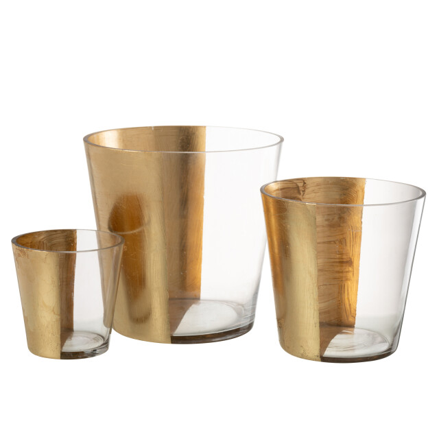 J-Line windlicht boe glas transparant/goud large 23x23x23cm 3013751 large