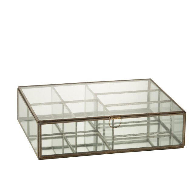 J-Line box glas/metaal brons large 38x28x9.5cm 3007579 large