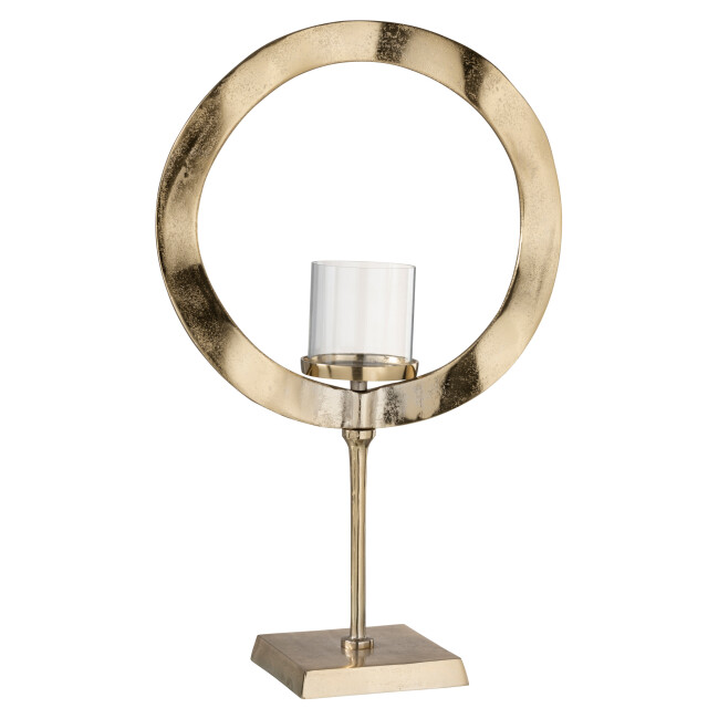 J-Line windlicht rond voet aluminium goud large 39.5x16.5x63cm 3013771 large