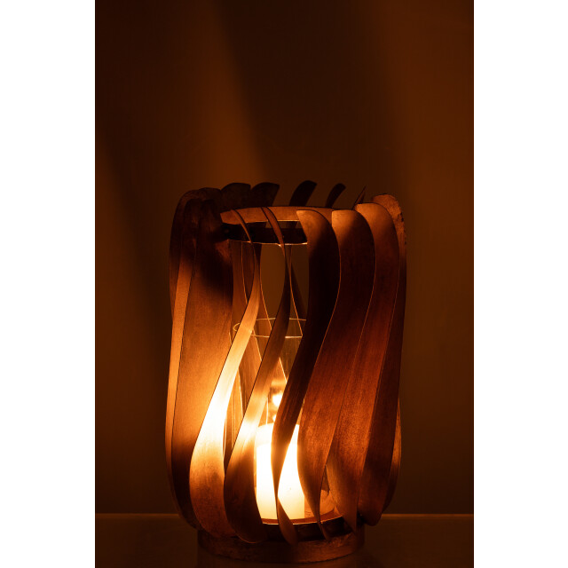 J-Line windlicht tina ijzer/fuweel goud 23x23x26cm 3013748 large