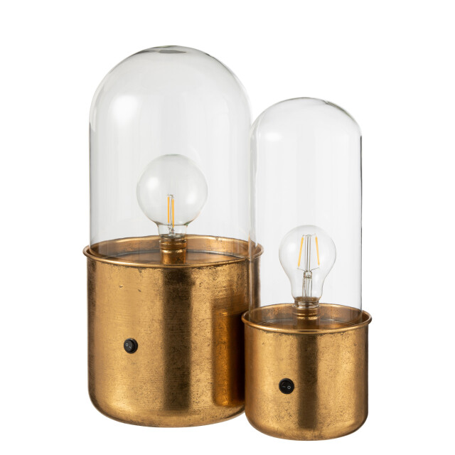J-Line tafellamp antiek led glas/zink goud large 19.5x19.5x40cm 2999676 large