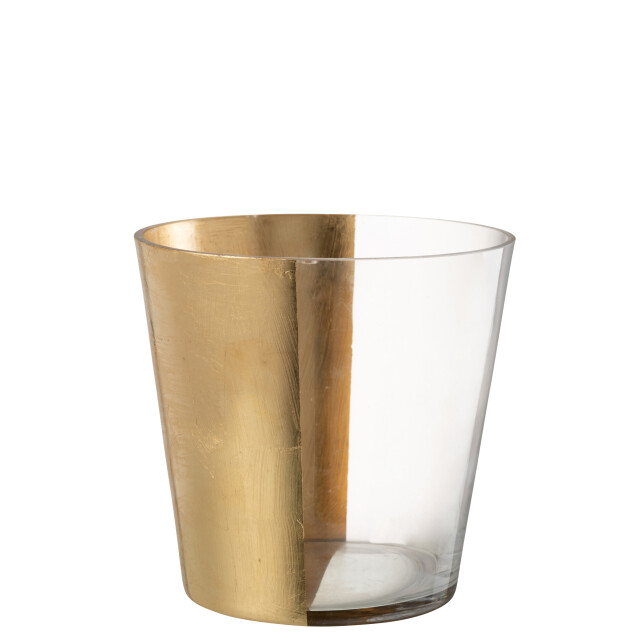 J-Line windlicht boe glas transparant/goud large 23x23x23cm 3013751 large