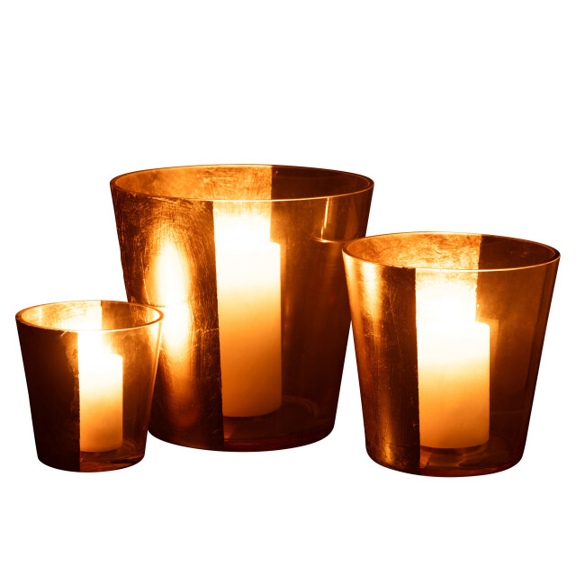 J-Line windlicht boe glas transparant/goud large 23x23x23cm 3013751 large