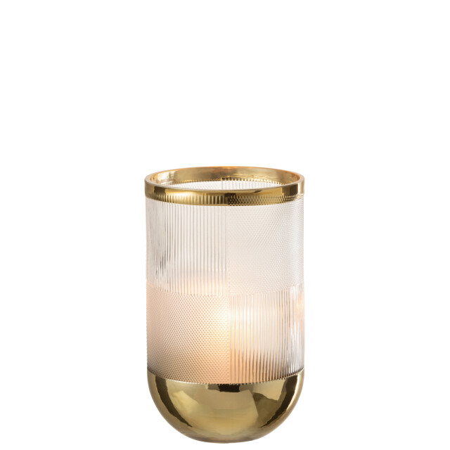 J-Line vaas cylinder motief glas transparant/goud small 13x13x21.5cm 2997589 large
