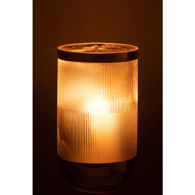 J-Line vaas cylinder motief glas transparant/goud large 15x15x26cm 2997591 large