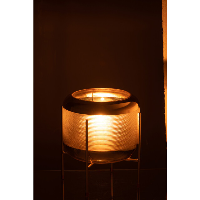 J-Line vaas rond motief op voet glas transparant/goud 20x20x20.5cm 2997587 large