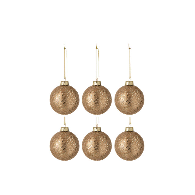 J-Line doos van 6 kerstballen sterretjes glas brons small 8x8x10cm 3010470 large