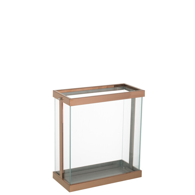 J-Line lantaarn rechthoekig enma ijzer/glas koper large 32x15x35.5cm 3002603 large