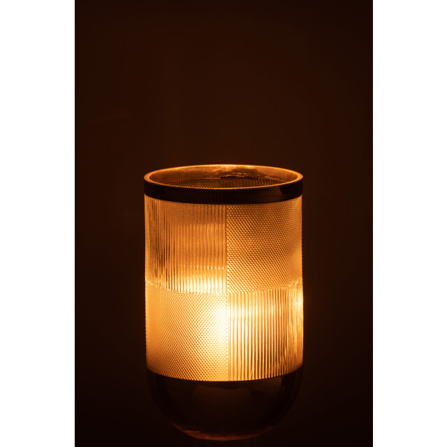 J-Line vaas cylinder motief glas transparant/goud small 13x13x21.5cm 2997589 large