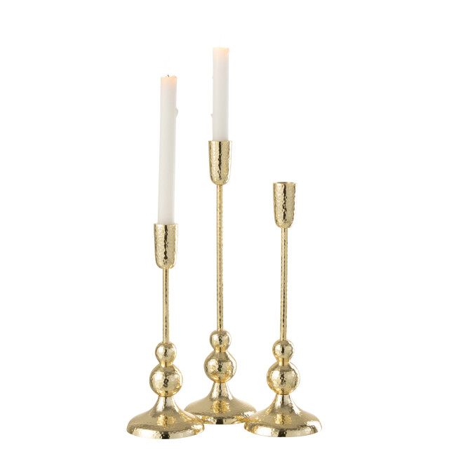 J-Line set van drie kandelaars grane aluminium goud 10x10x38cm 3065874 large