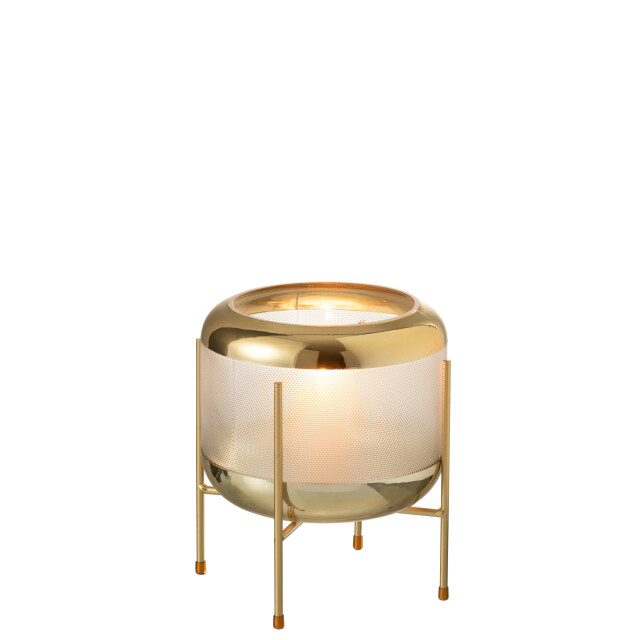 J-Line vaas rond motief op voet glas transparant/goud 20x20x20.5cm 2997587 large