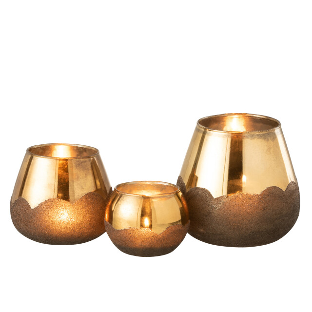 J-Line windlicht nevada glas goud large 18x18x19cm 3013649 large