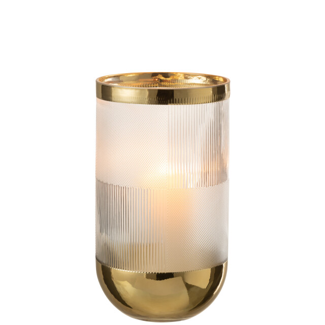 J-Line vaas cylinder motief glas transparant/goud large 15x15x26cm 2997591 large