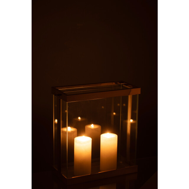 J-Line lantaarn rechthoekig enma ijzer/glas goud small 32x15x35.5cm 3002598 large