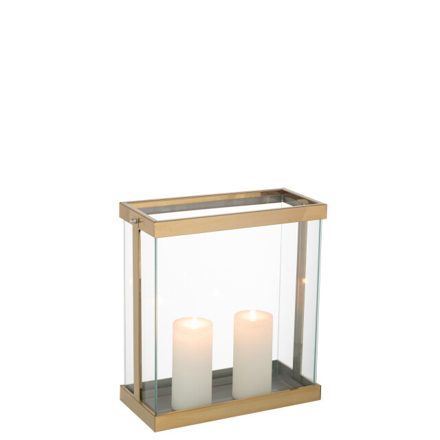J-Line lantaarn rechthoekig enma ijzer/glas goud small 32x15x35.5cm 3002598 large