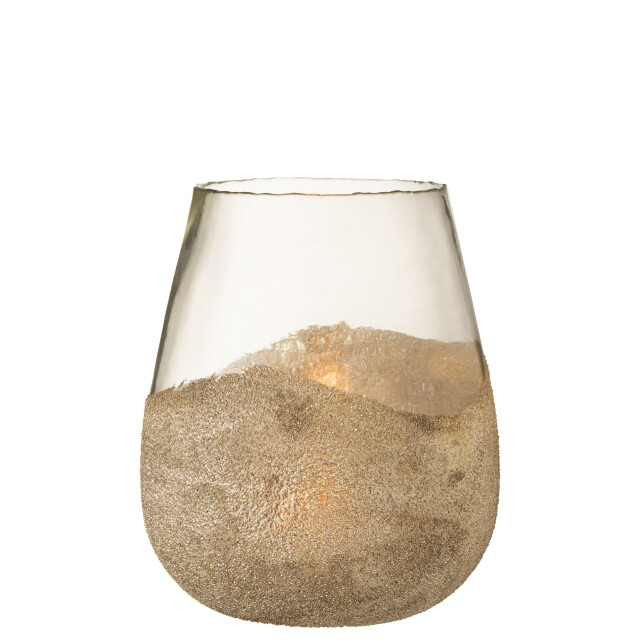 J-Line theelichthouder helft parels rond glas goud large 25x25x31cm 3013795 large