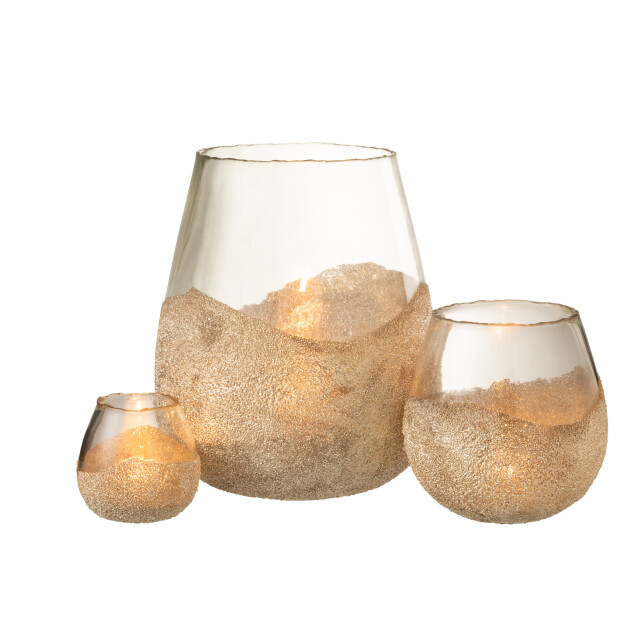 J-Line theelichthouder helft parels rond glas goud large 25x25x31cm 3013795 large