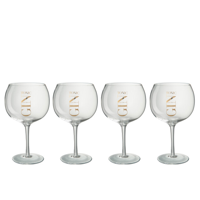 J-Line giftbox 4 ginglazen glas transparant/goud 26x26x23cm 3014698 large