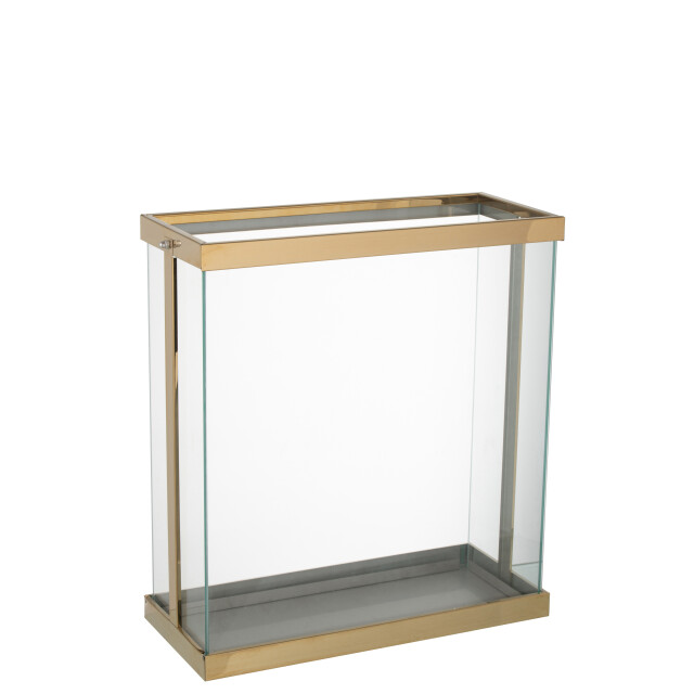 J-Line lantaarn rechthoekig enma ijzer/glas goud large 41.5x18x45cm 3002600 large