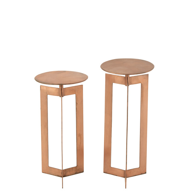 J-Line set van twee bijzettafels zino hoog ijzer koper 30x30x71cm 2999416 large