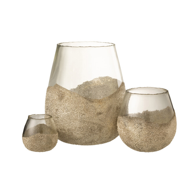 J-Line theelichthouder helft parels rond glas goud large 25x25x31cm 3013795 large