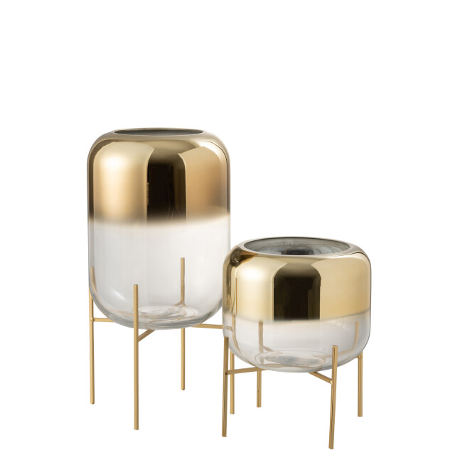 J-Line vaas oceanne glas goud/transparant large 25x25x36cm 2999030 large