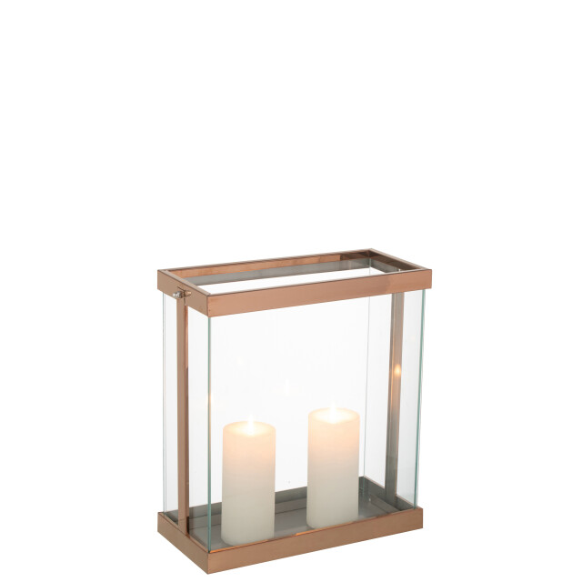 J-Line lantaarn rechthoekig enma ijzer/glas koper large 32x15x35.5cm 3002603 large
