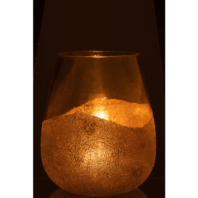J-Line theelichthouder helft parels rond glas goud large 25x25x31cm 3013795 large