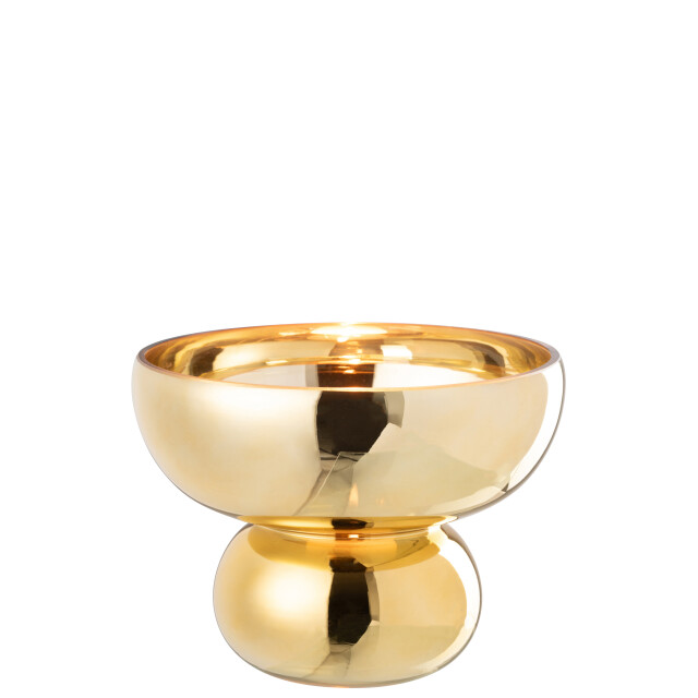 J-Line windlicht op voet afgerond glas goud 23x23x17.5cm 3013754 large