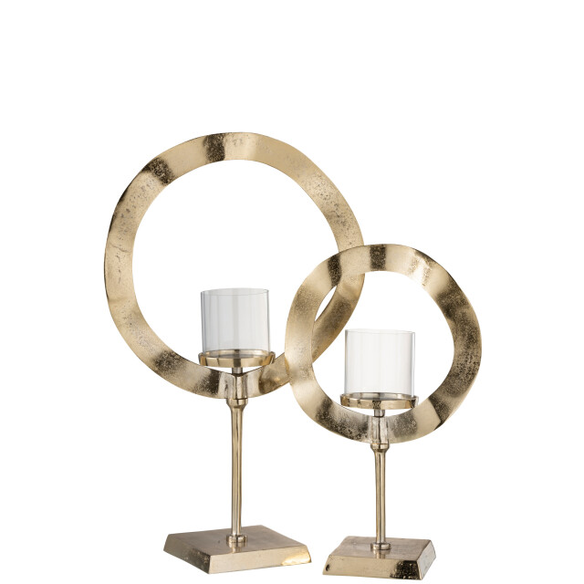 J-Line windlicht rond voet aluminium goud large 39.5x16.5x63cm 3013771 large