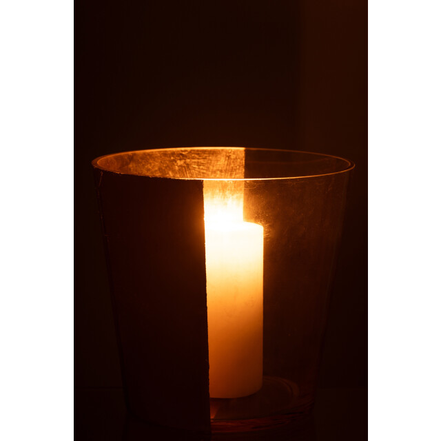 J-Line windlicht boe glas transparant/goud large 23x23x23cm 3013751 large