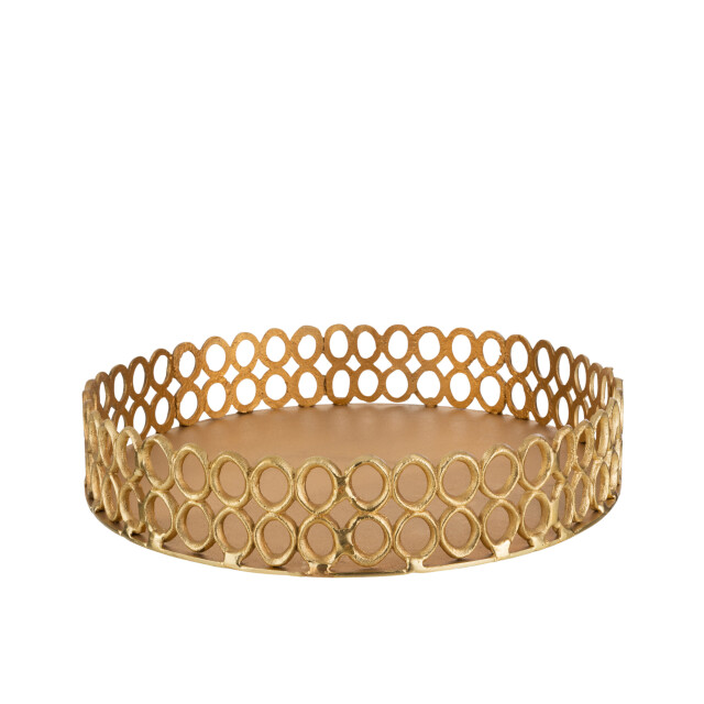 J-Line plateau rond ringen aluminium goud 49x49x10cm 3000520 large