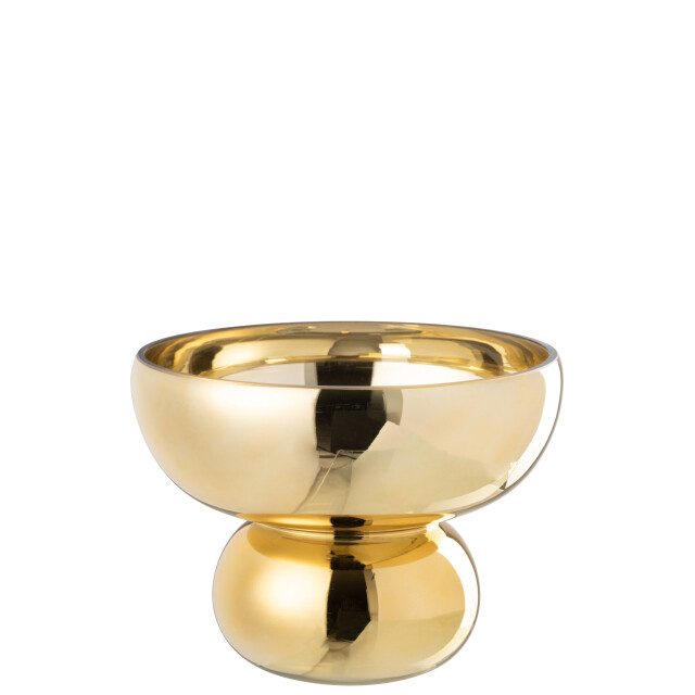 J-Line windlicht op voet afgerond glas goud 23x23x17.5cm 3013754 large