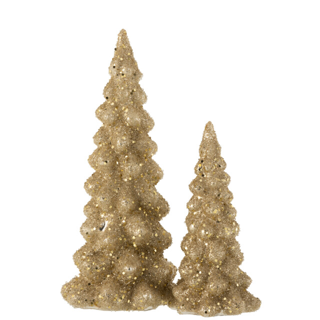 J-Line kerstboom deco suiker glas blinkend goud large 14x14x35cm 3006160 large