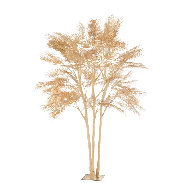 J-Line boom palm bladeren 3 stammen staal goud large 180x180x250cm 3001721 large