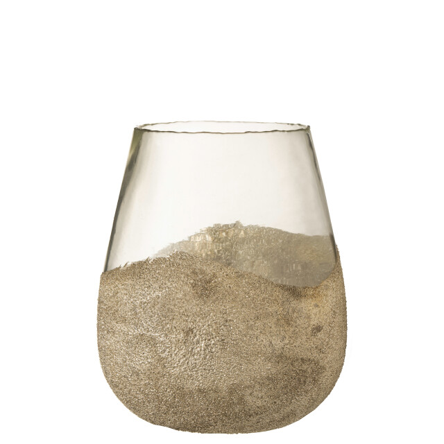 J-Line theelichthouder helft parels rond glas goud large 25x25x31cm 3013795 large