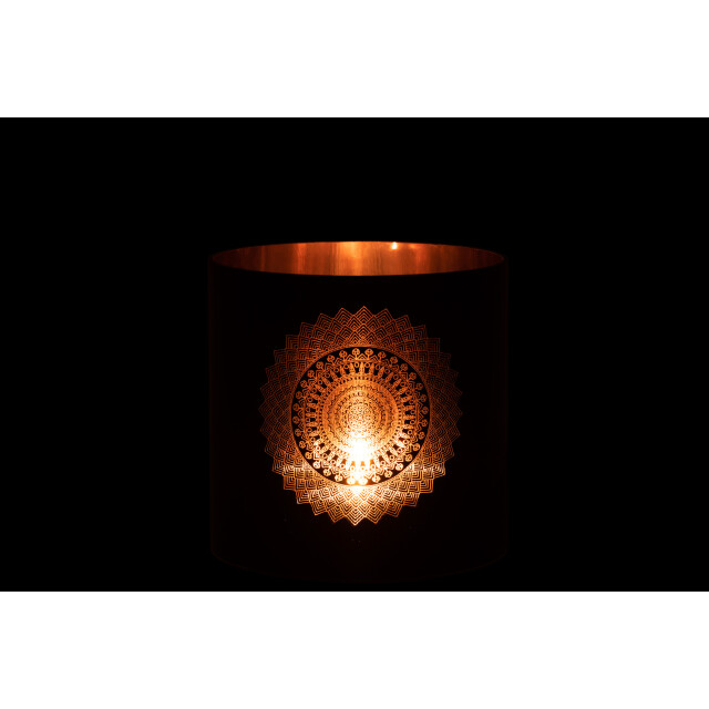 J-Line windlicht boho glas zwart/koper large 20x20x20cm 3013764 large