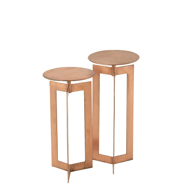 J-Line set van twee bijzettafels zino hoog ijzer koper 30x30x71cm 2999416 large