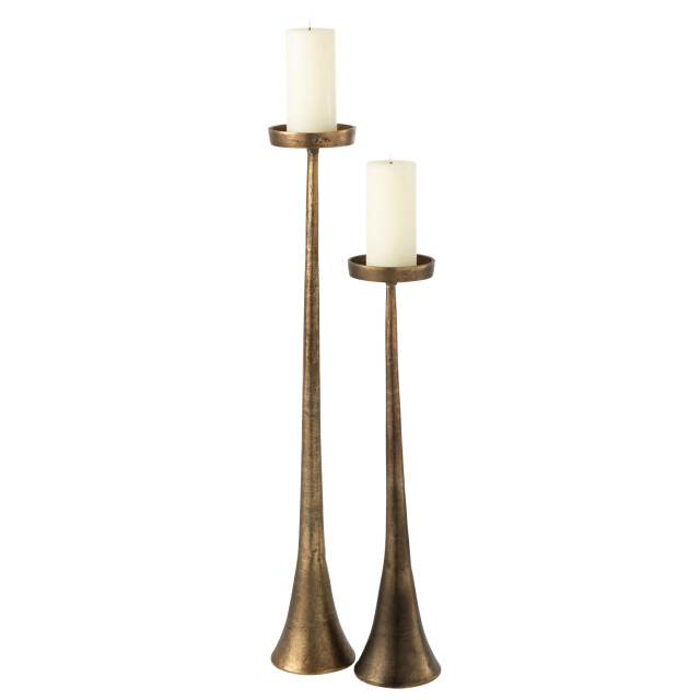 J-Line kandelaar luky aluminium brons large 13x13x79cm 3001641 large