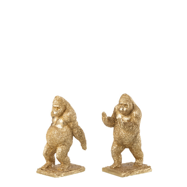 J-Line set van 2 boekensteun gorilla resin goud 14x12.5x24.5cm 3009591 large