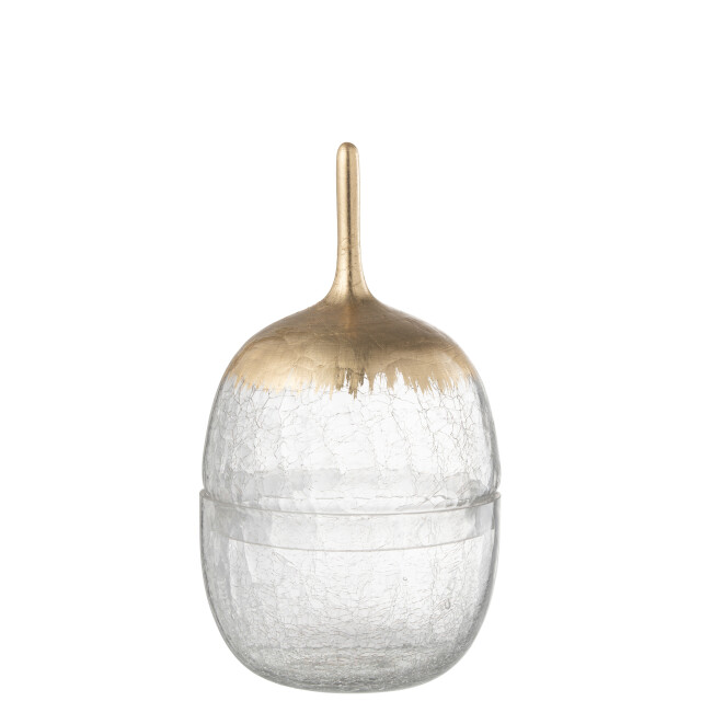 J-Line voorraadpot crackle glas transparant goud large 15x15x27.5cm 3009930 large