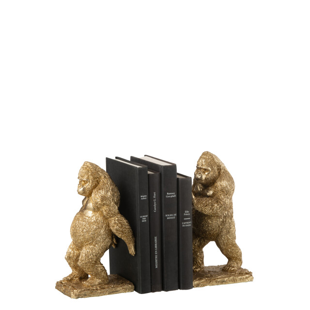 J-Line set van 2 boekensteun gorilla resin goud 14x12.5x24.5cm 3009591 large