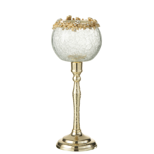 J-Line theelichthouder viane metaal/glas goud/transparant large - 3013859 large