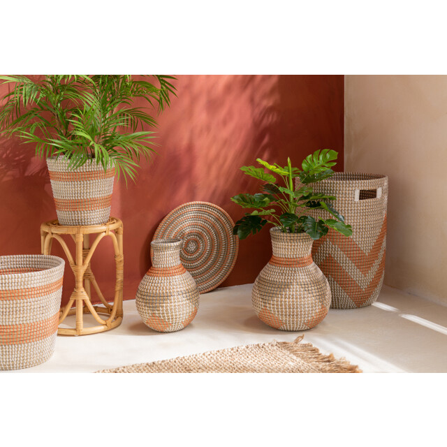 J-Line set 2 schalen cirkel zeegras mix 41x41x6cm 3007984 large