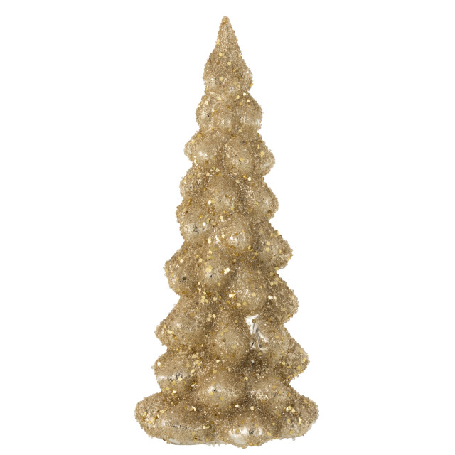 J-Line kerstboom deco suiker glas blinkend goud large 14x14x35cm 3006160 large