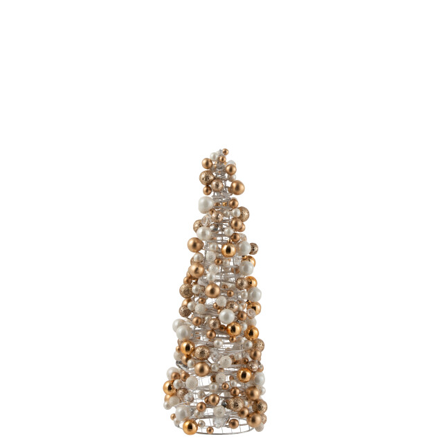 J-Line kegel mini kerstballen ecru/goud small 20x18x45cm 3010499 large