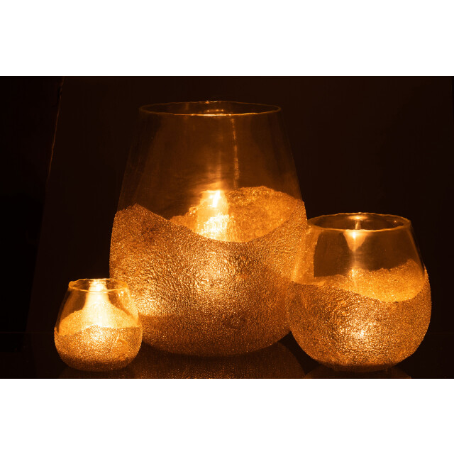 J-Line theelichthouder helft parels rond glas goud large 25x25x31cm 3013795 large