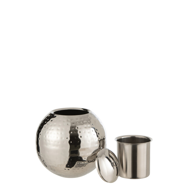 J-Line drijvende brander bol gehamerd stainless steel zilver 20x20x23cm 3014808 large