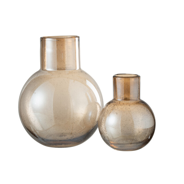 J-Line vaas bol met hals glas amber large 24x24x29cm 2997460 large
