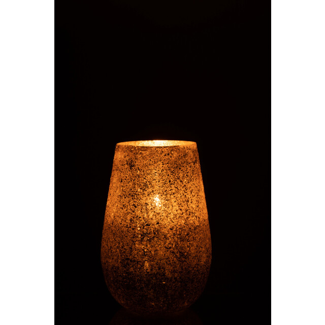 J-Line kaarsenhouder glinstering glas goud large 17.5x17.5x26.5cm 3013869 large
